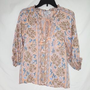 OMIKA Cala Women's Blouse In Peach Handmade In India XS
